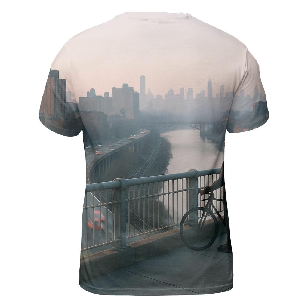 Harlem River Viaduct Morning Haze Over Upper Manhattan statement graphic shirts