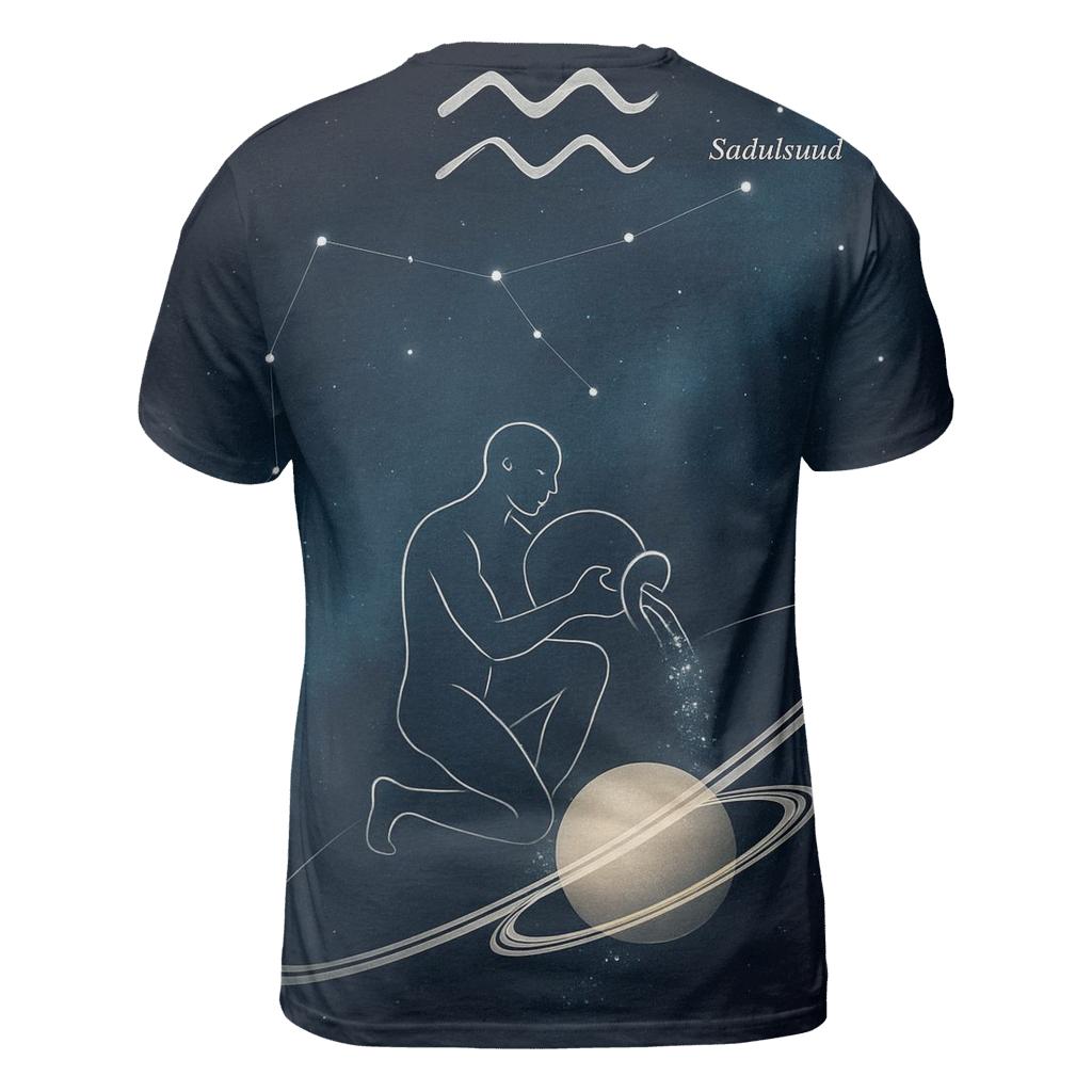 Aquarius Star Pouring Over Saturn Rings custom all-over print shirts