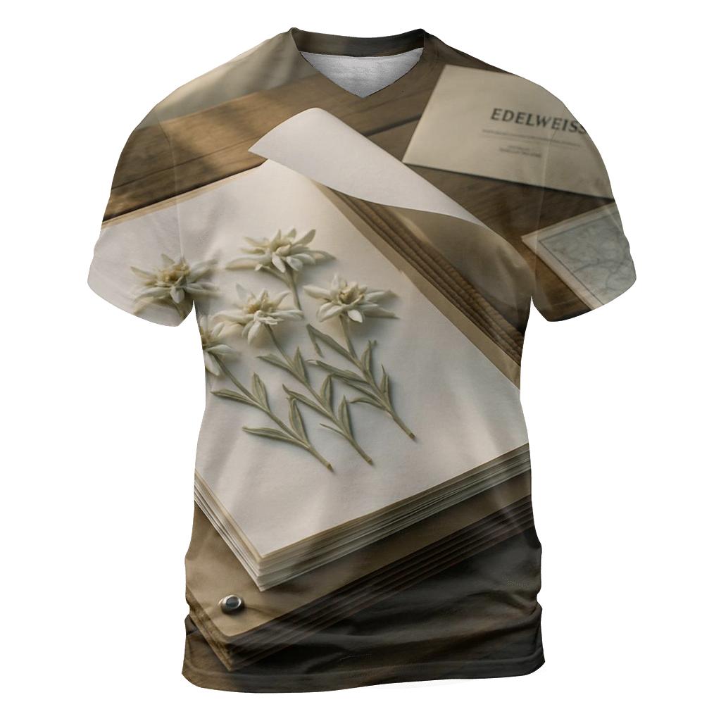 Botanical Herbarium Press With Alpine Edelweiss Specimens artistic all-over print tops