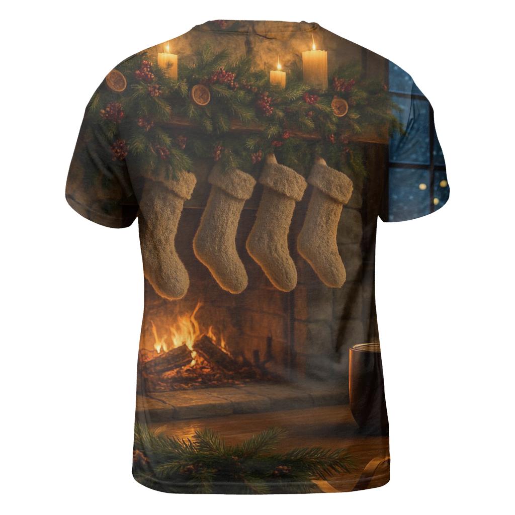 Candlelit Hearth And Evergreen Stockings custom all-over print shirts