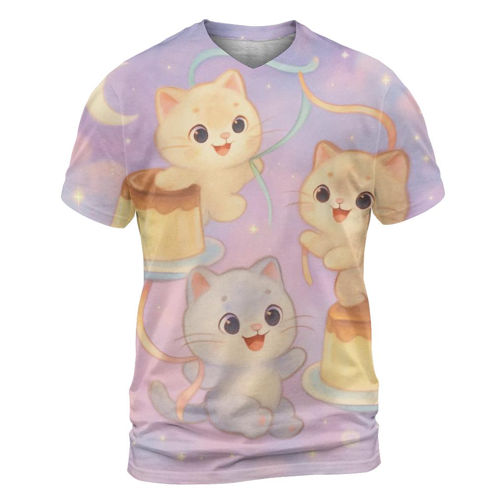 Moonlit Pudding Cat Carousel statement graphic shirts