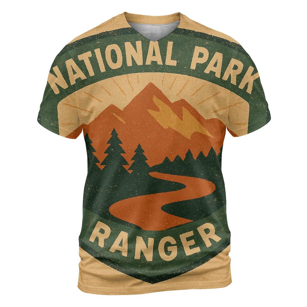 Faded 1970s National Park Ranger Badge Illustration creative print fashion shirts