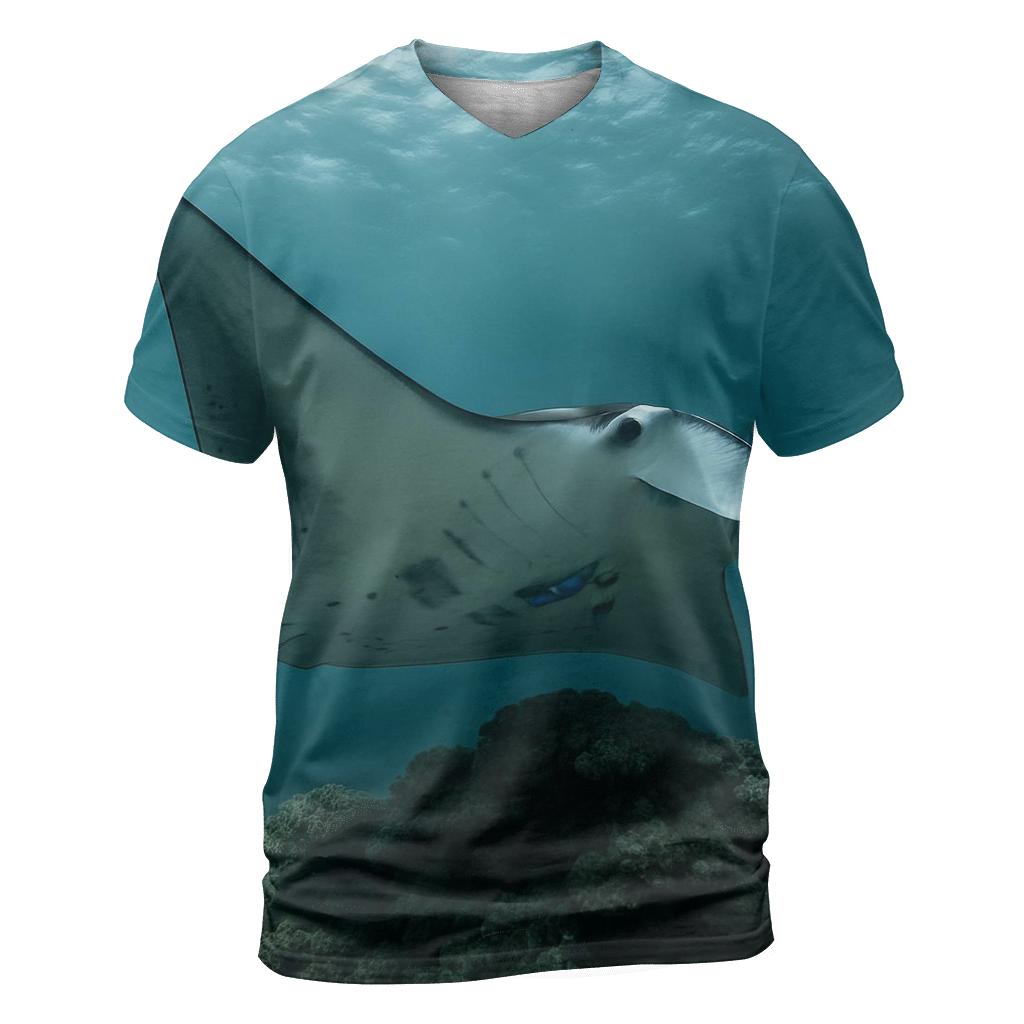 Reef Clinic Manta Ray artistic all-over print tops