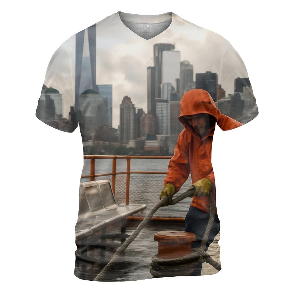 Downtown Manhattan After Rain From A Staten Island Ferry Deck trendy printed shirt styles