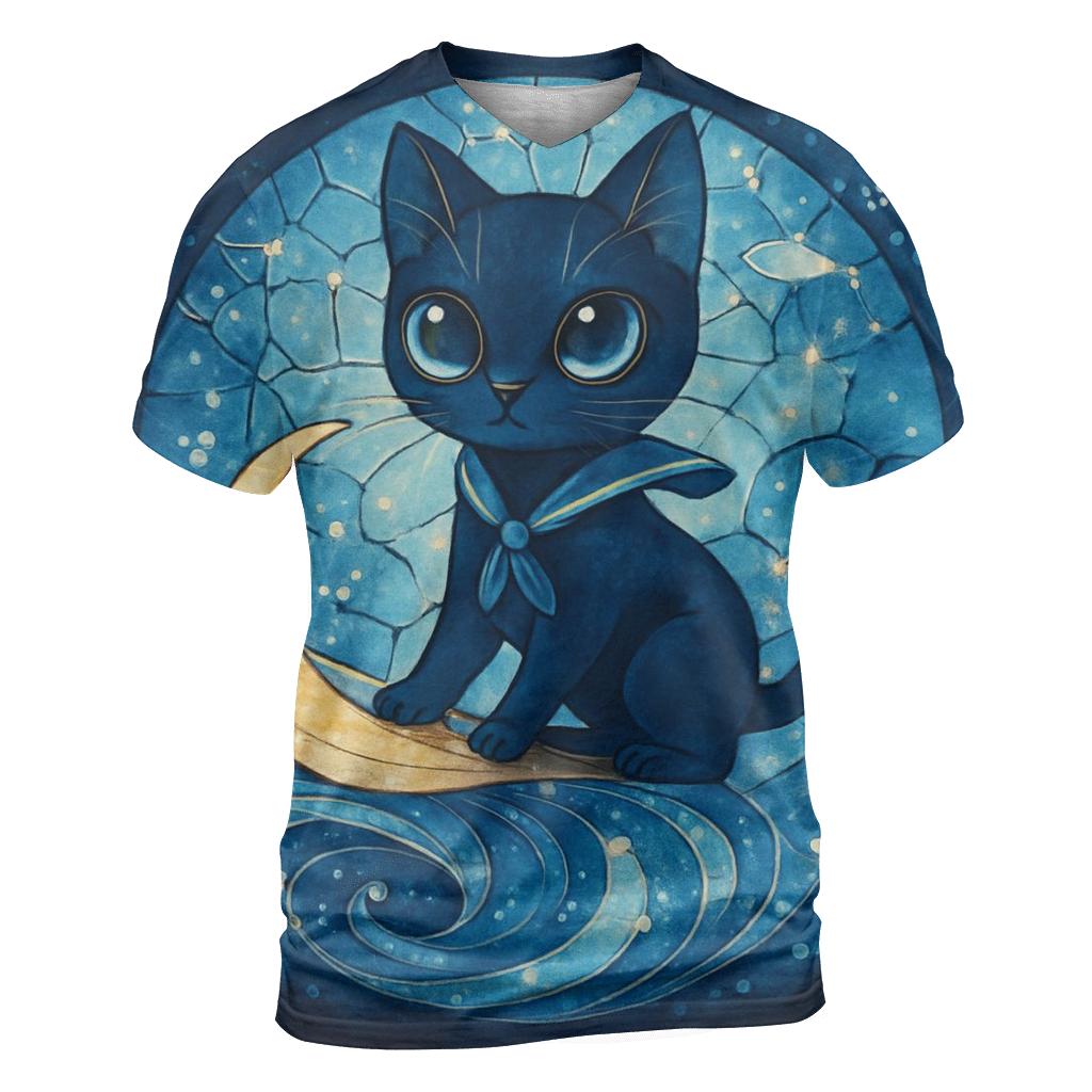 Lunar Tide Glasscat creative print fashion shirts