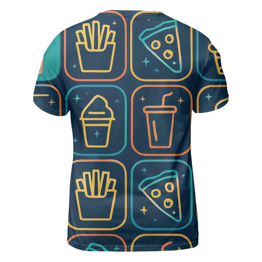 Mall Food Court Neon Menu Icons unique graphic print tees