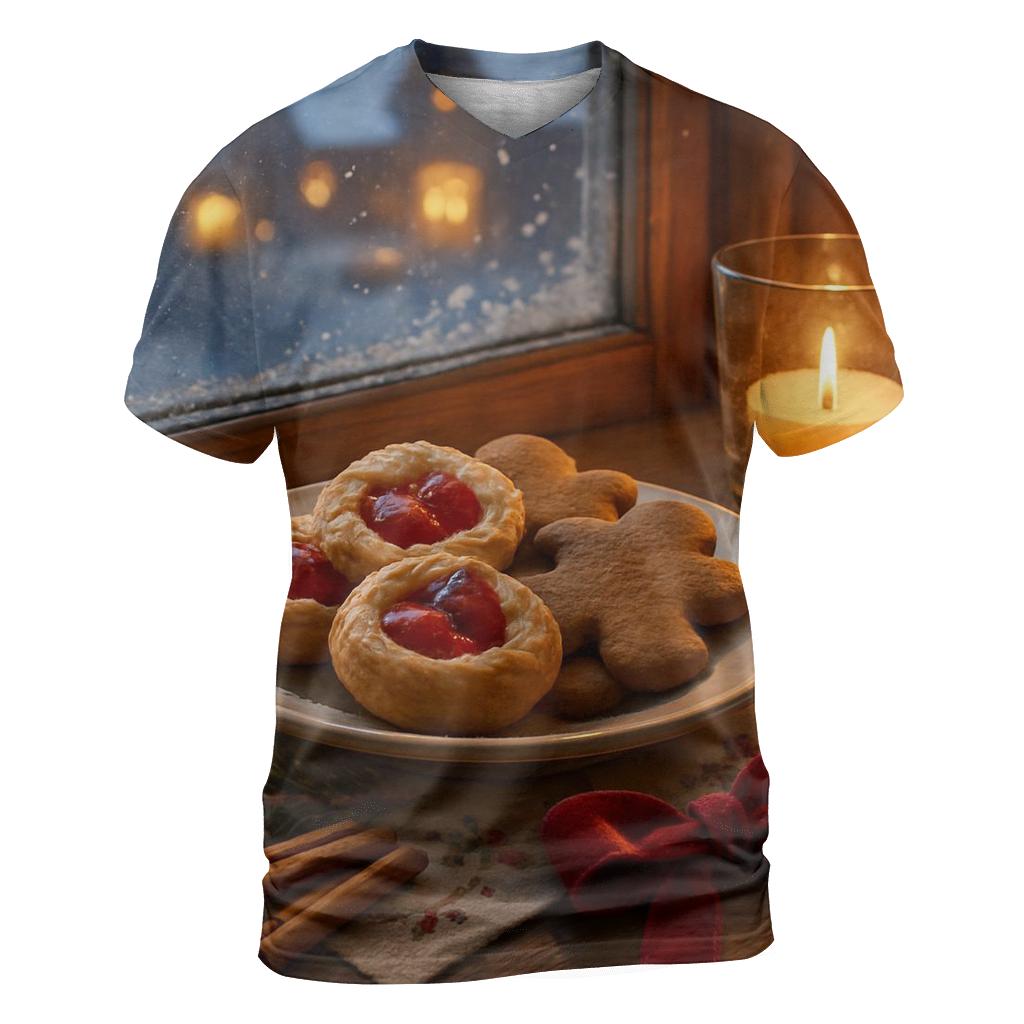 Sugarplum Village Window On A Snowy Night creative print fashion shirts