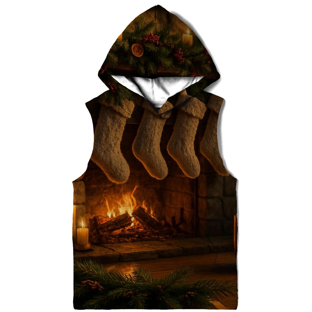 Candlelit Hearth And Evergreen Stockings zip-up hoodies