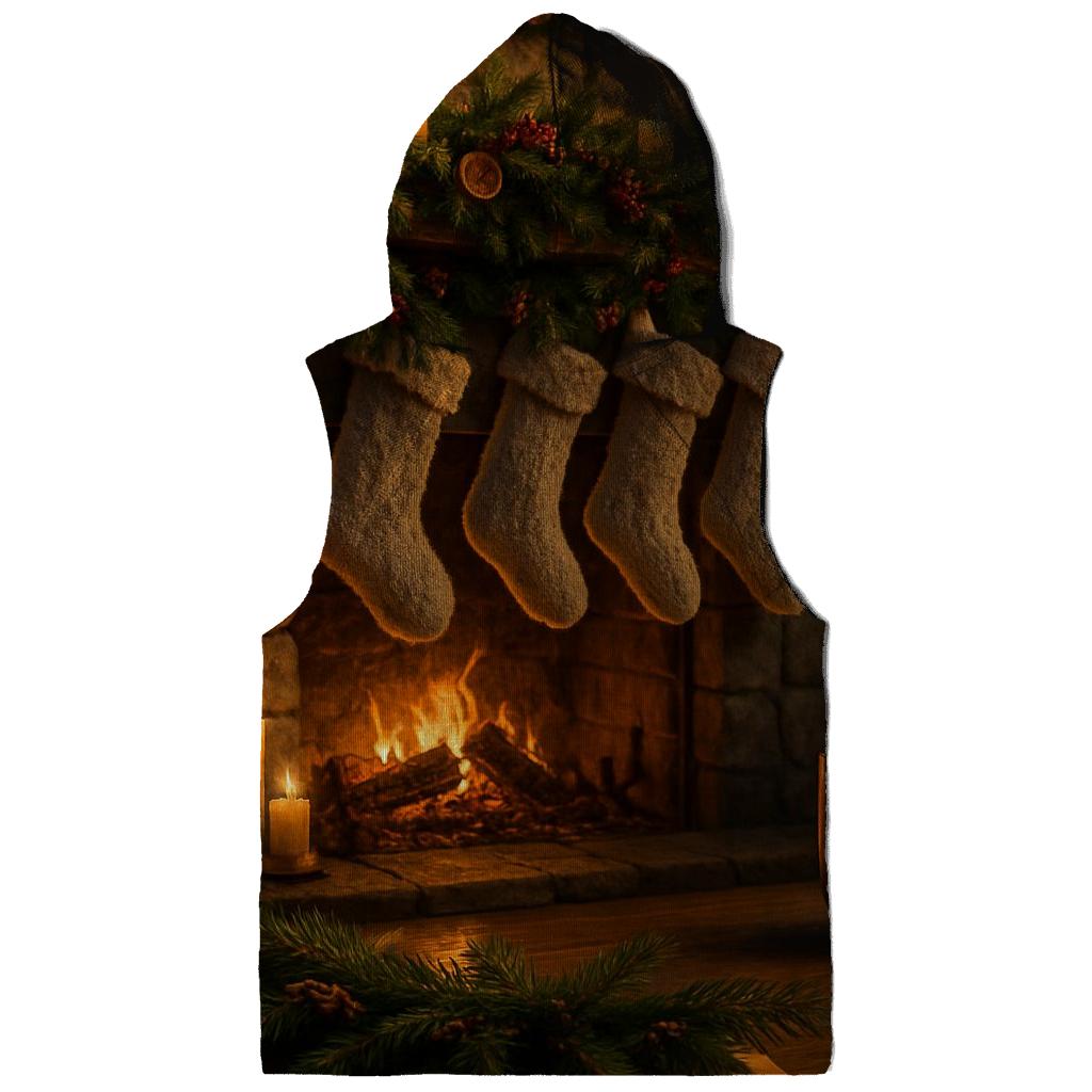 Candlelit Hearth And Evergreen Stockings zip-up hoodies