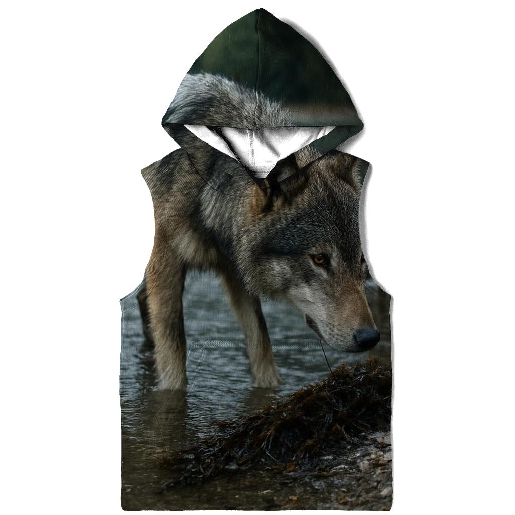 Coastal Wolf At Salmon Weir Study Site hoodies fashion