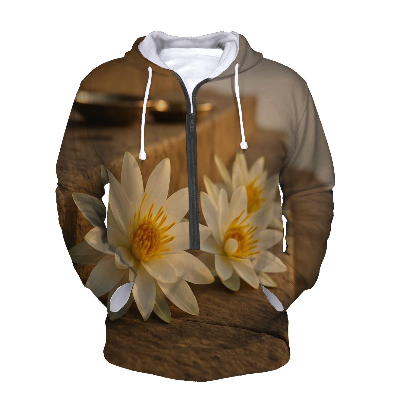 Ganges Water Lily Offerings Drying On A Stone Ghat printed hoodies