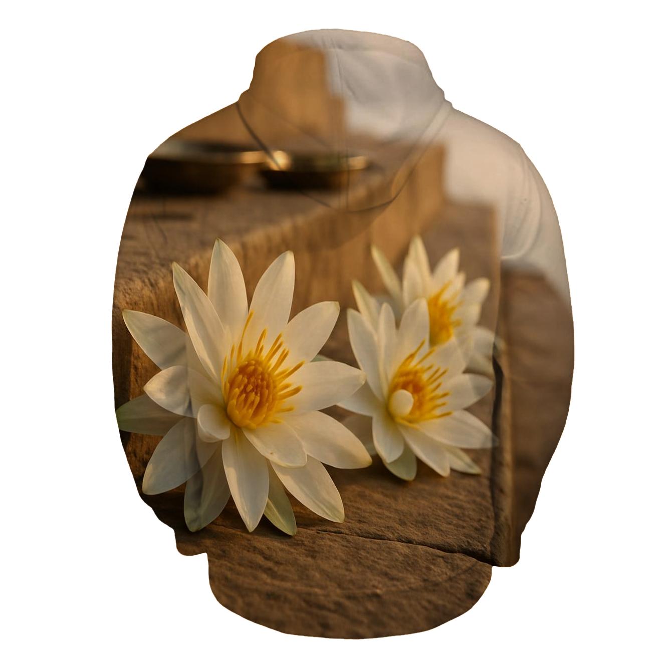 Ganges Water Lily Offerings Drying On A Stone Ghat printed hoodies