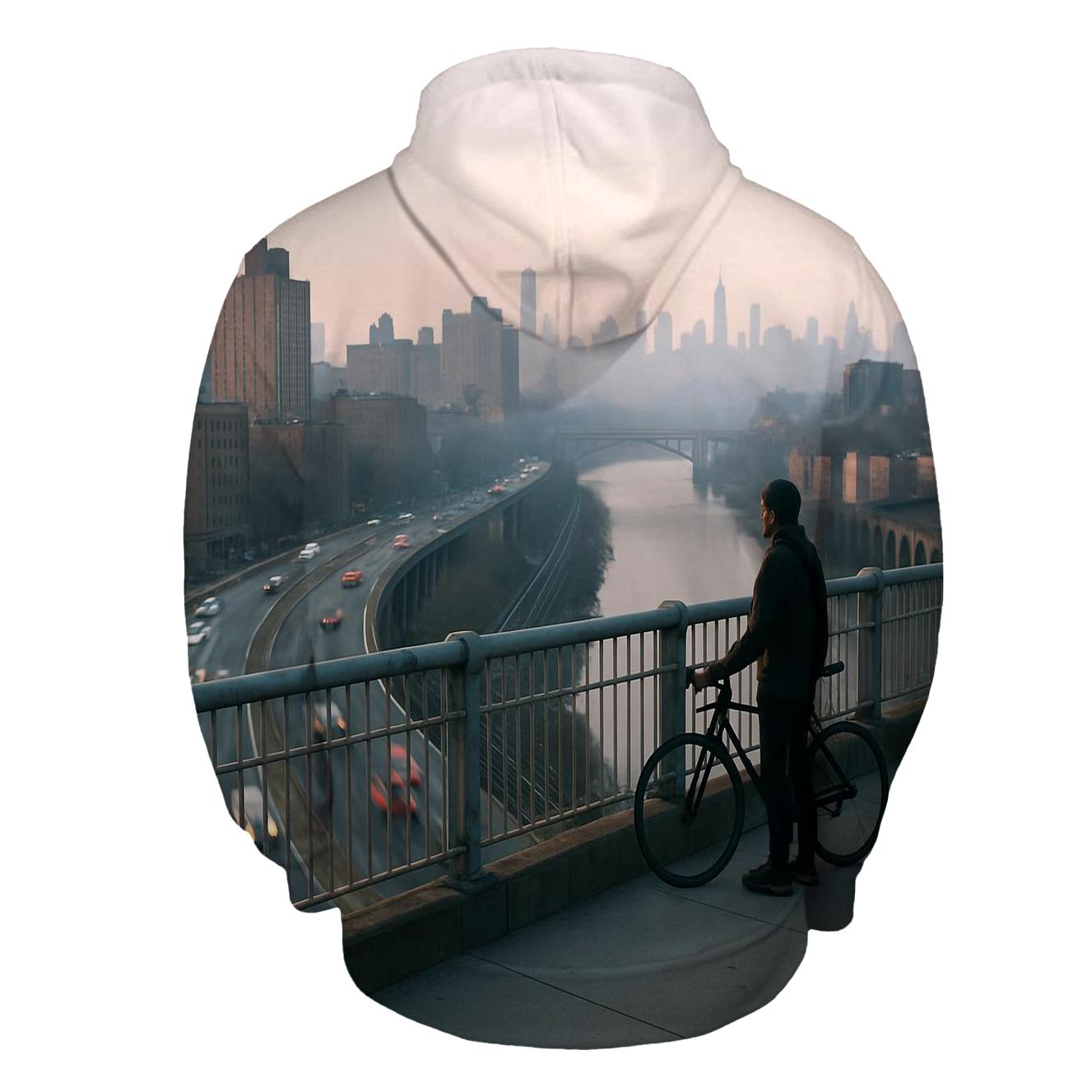 Harlem River Viaduct Morning Haze Over Upper Manhattan graphic hoodies