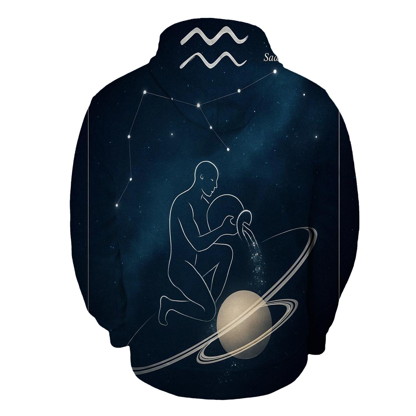 Aquarius Star Pouring Over Saturn Rings hoodie designs