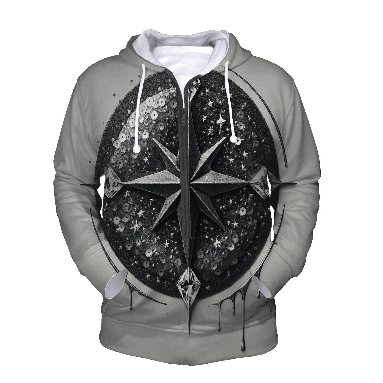 Celestial Sequin Compass lightweight hoodies