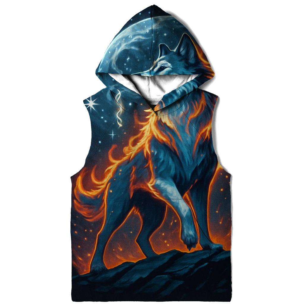 Frostfire Sentinel Wolf designer hoodies