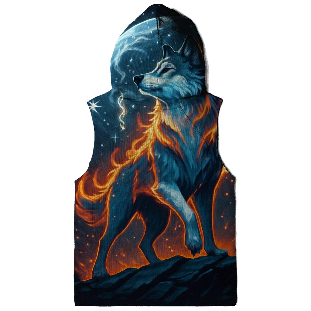 Frostfire Sentinel Wolf designer hoodies