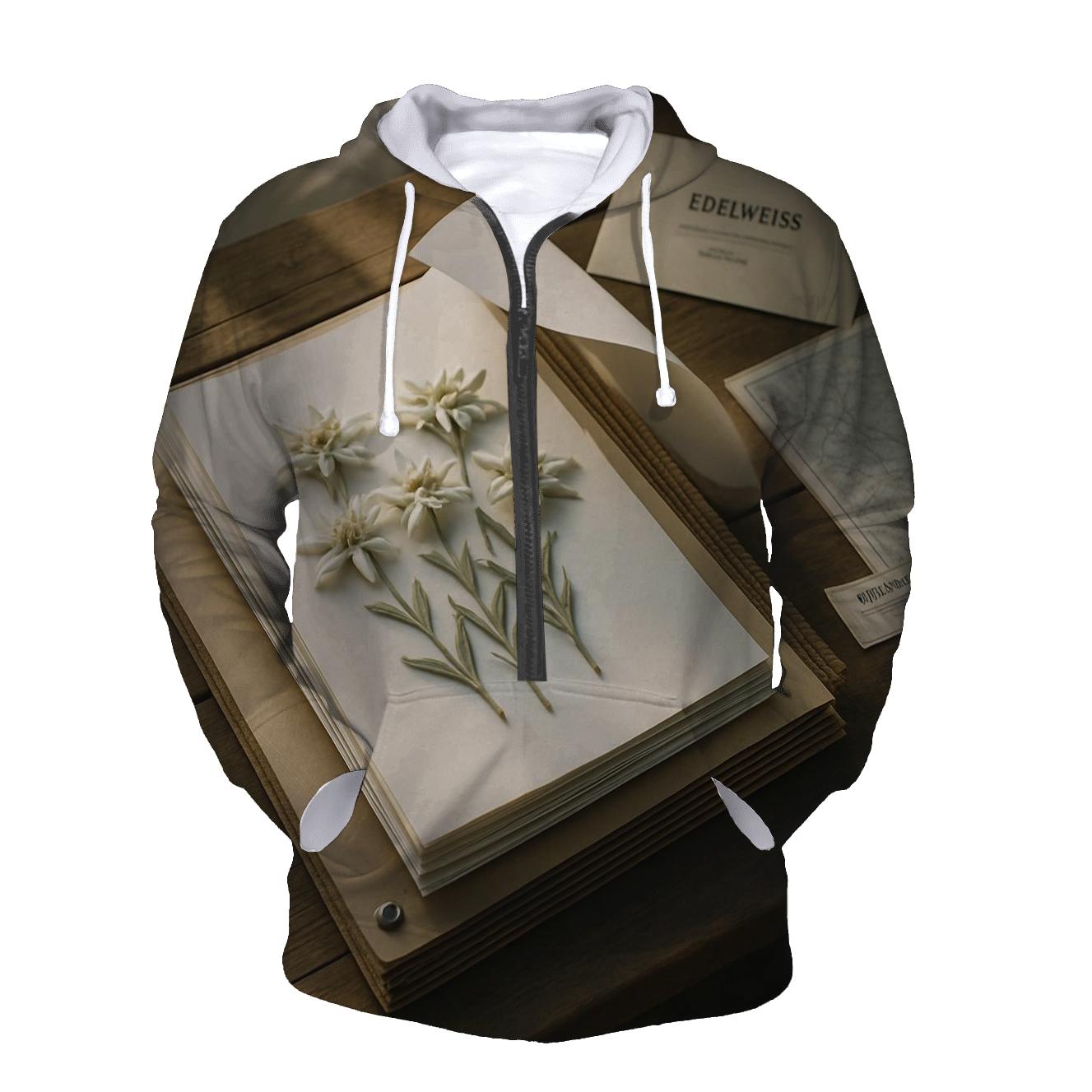 Botanical Herbarium Press With Alpine Edelweiss Specimens printed hoodies