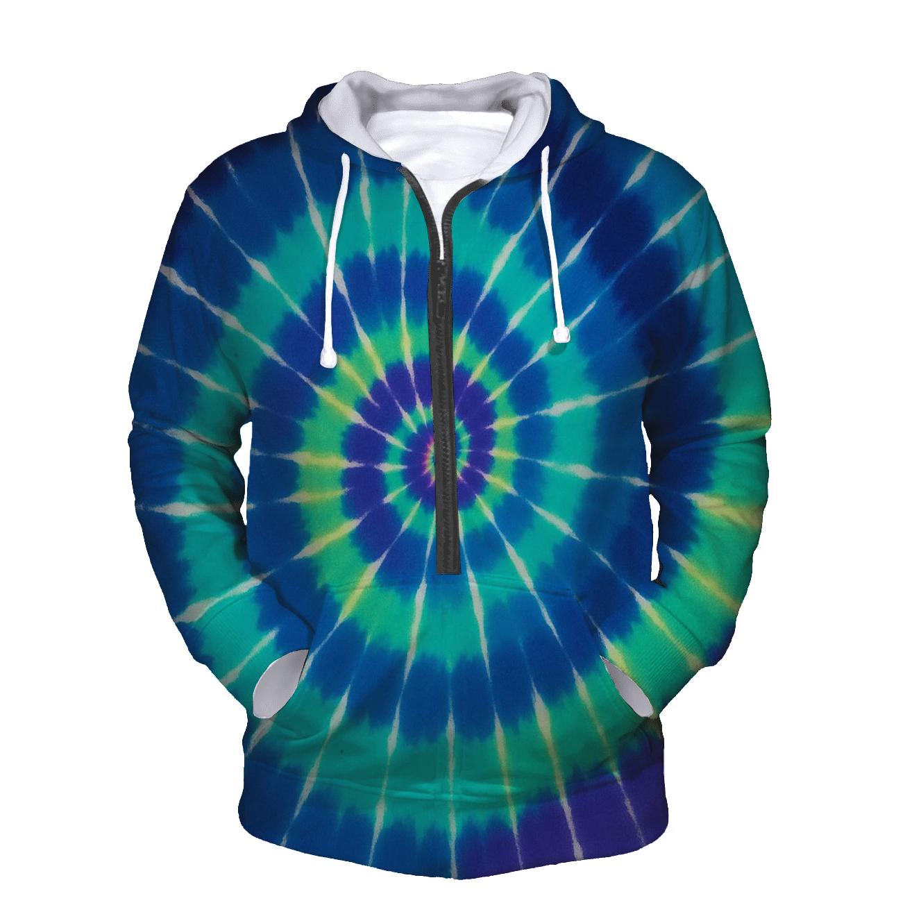 Aurora Spiral Overdye Nebula Whorl zip-up hoodies