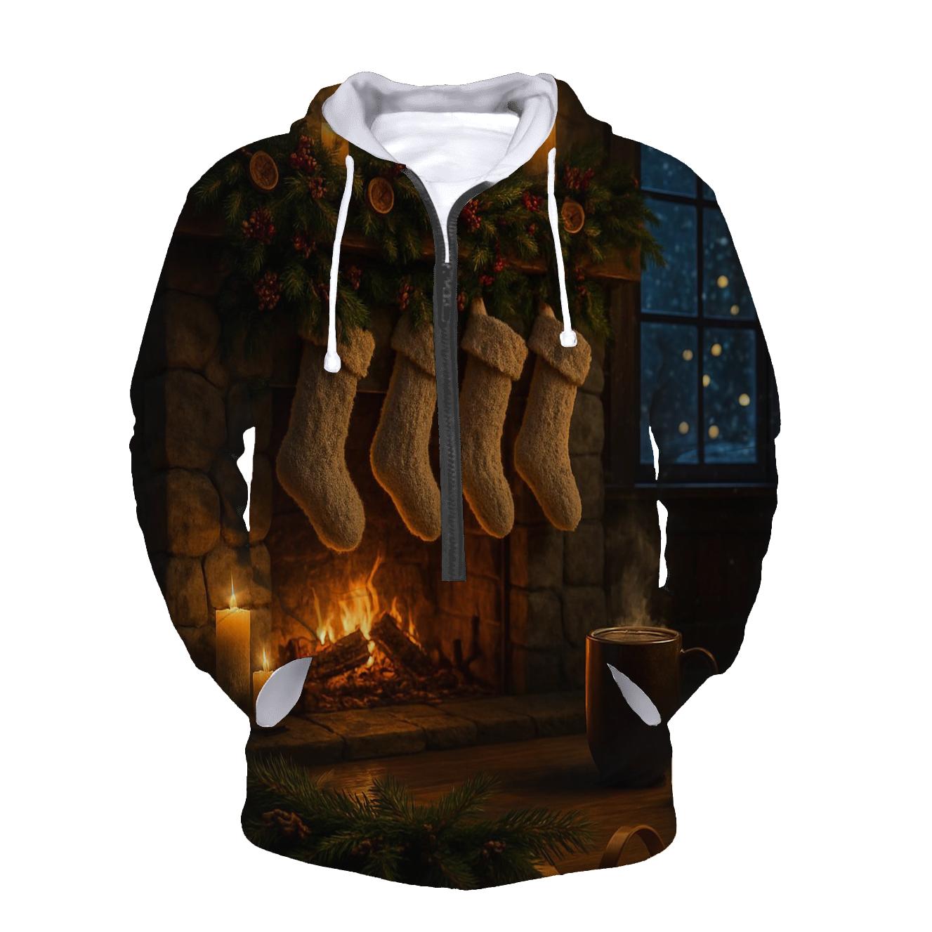 Candlelit Hearth And Evergreen Stockings lightweight hoodies