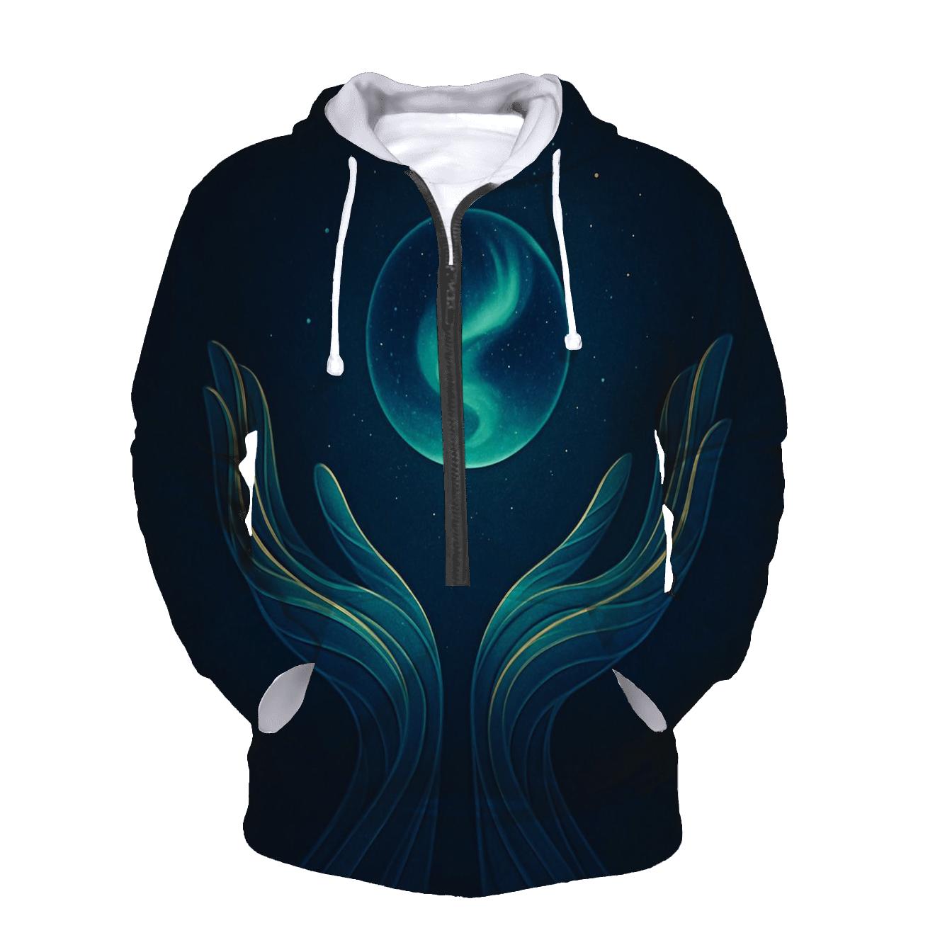 Aurora Blessing Palms printed hoodies