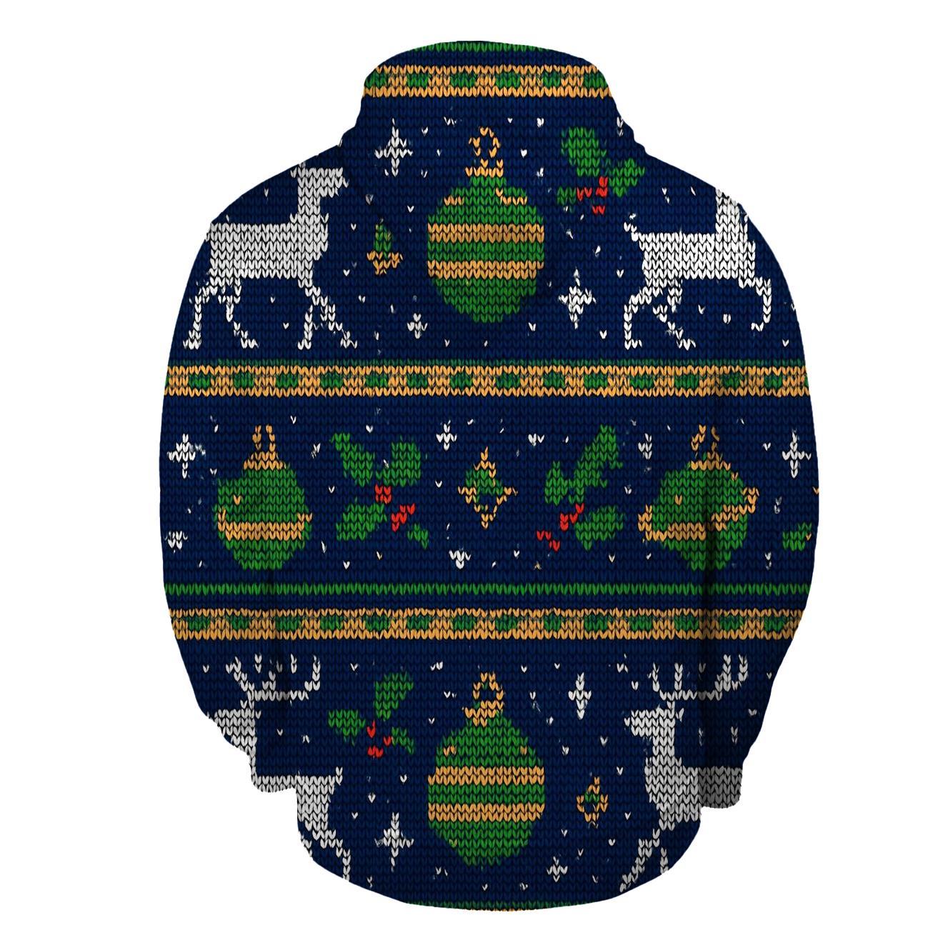 Reindeer Constellation Fair Isle Panel Design hoodies fashion