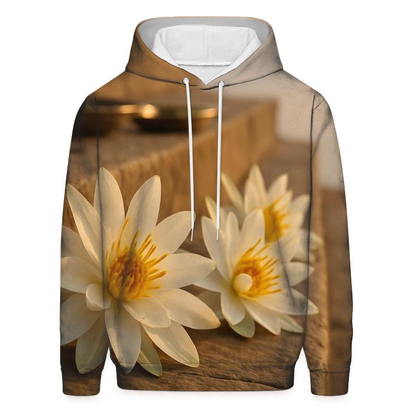 Ganges Water Lily Offerings Drying On A Stone Ghat custom hoodies
