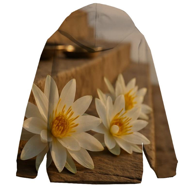 Ganges Water Lily Offerings Drying On A Stone Ghat custom hoodies