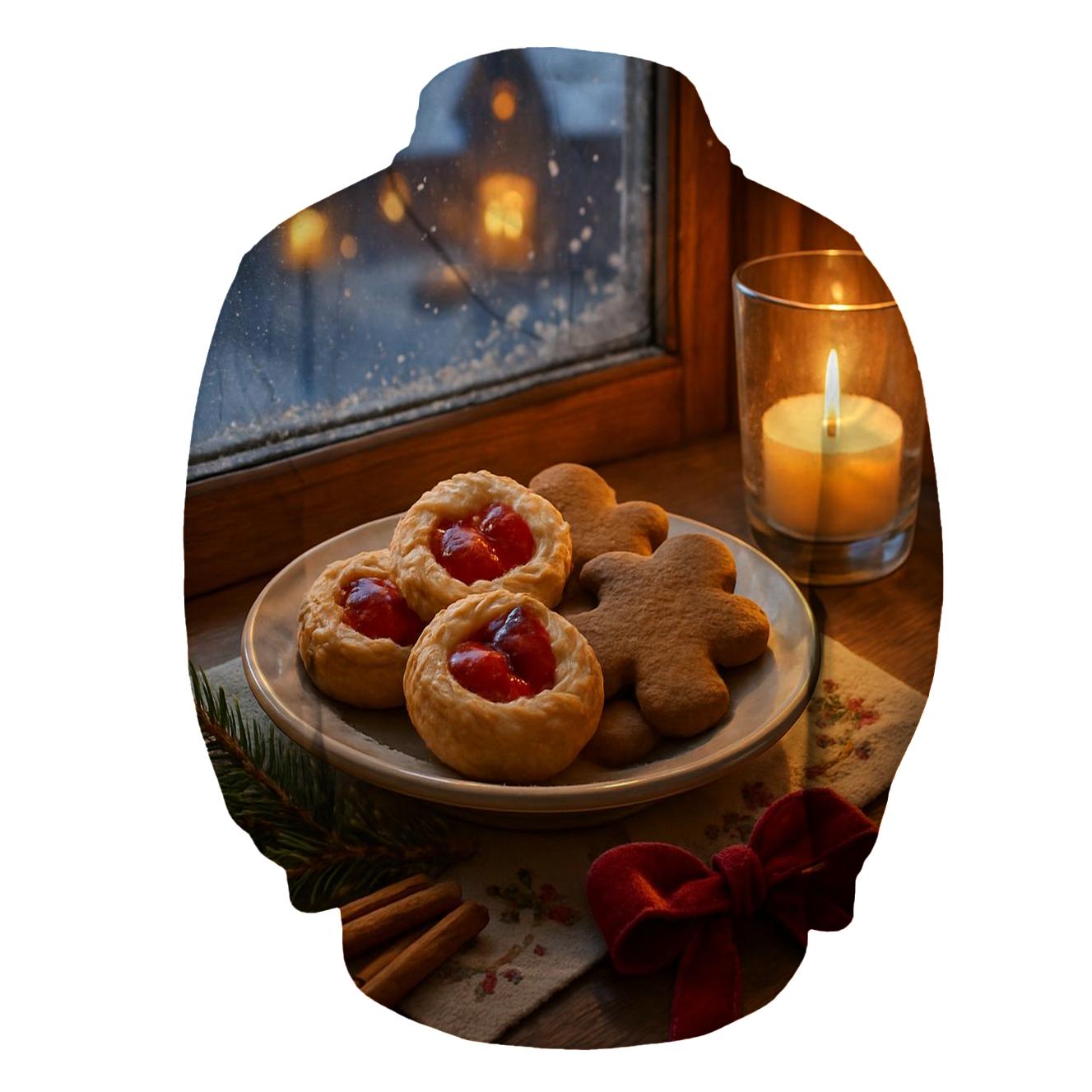 Sugarplum Village Window On A Snowy Night pullover hoodies