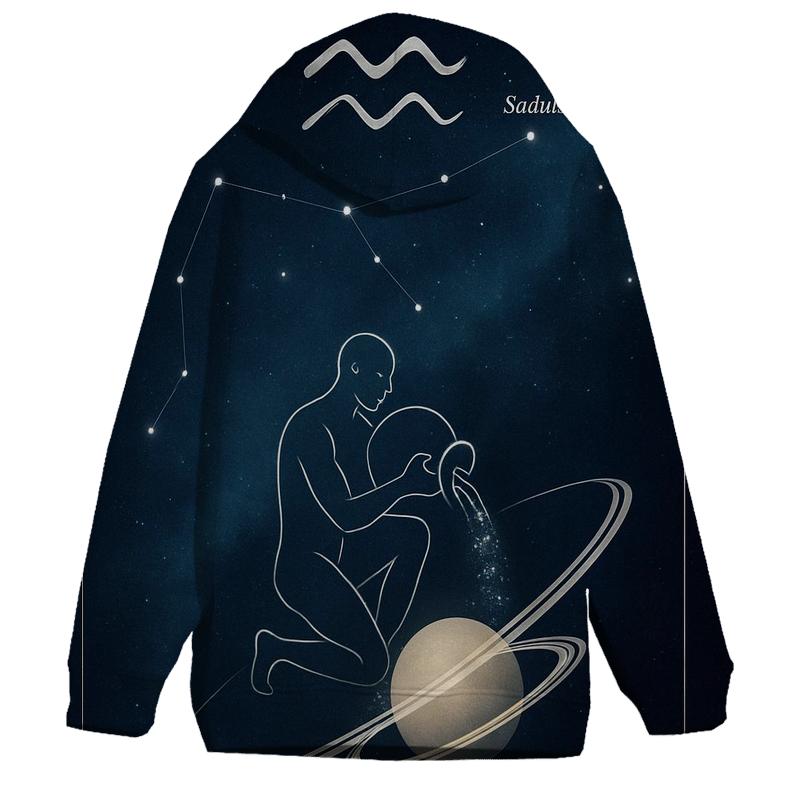 Aquarius Star Pouring Over Saturn Rings hoodie designs