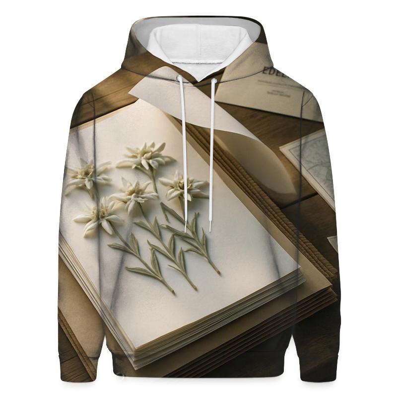 Botanical Herbarium Press With Alpine Edelweiss Specimens printed hoodies