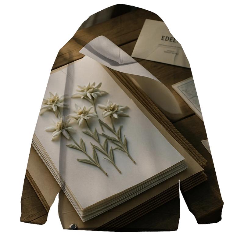 Botanical Herbarium Press With Alpine Edelweiss Specimens printed hoodies