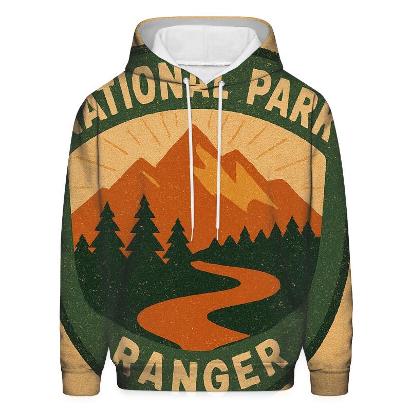 Faded 1970s National Park Ranger Badge Illustration hoodie designs