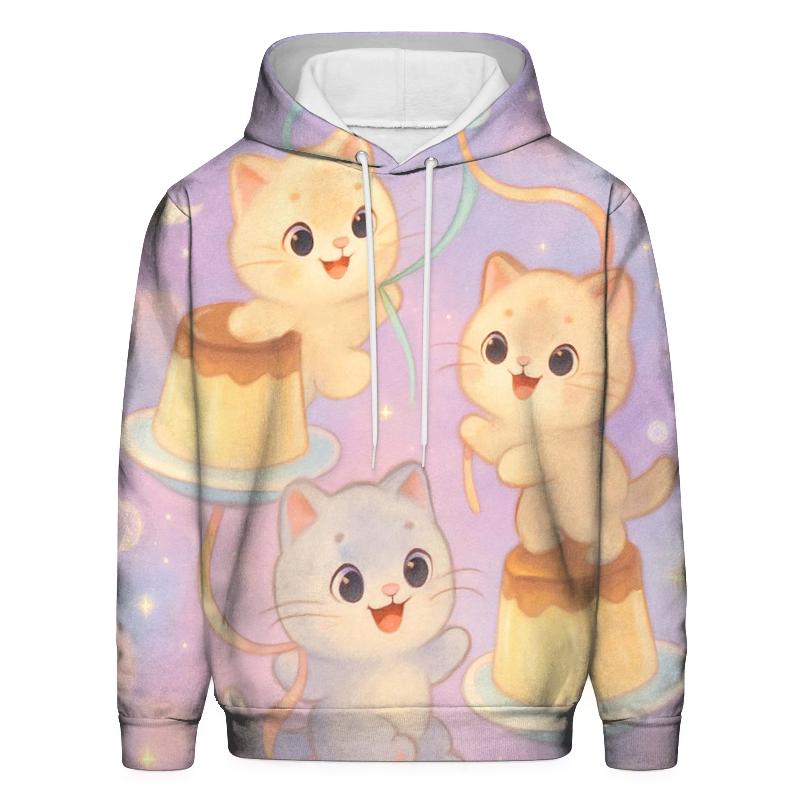 Moonlit Pudding Cat Carousel embroidered hoodies