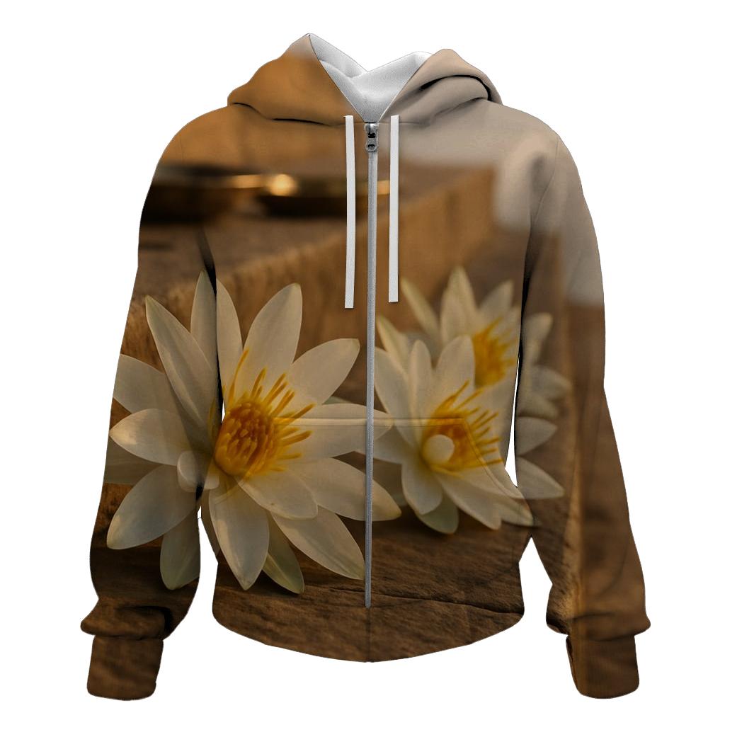 Ganges Water Lily Offerings Drying On A Stone Ghat hoodie trends