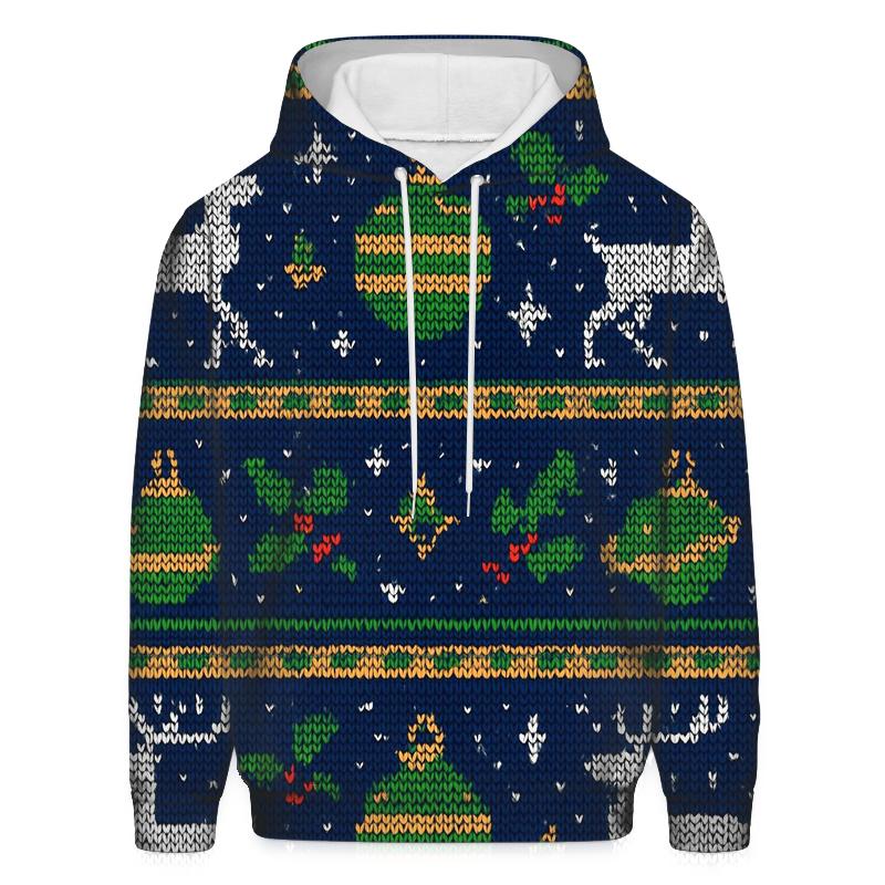 Reindeer Constellation Fair Isle Panel Design zip-up hoodies