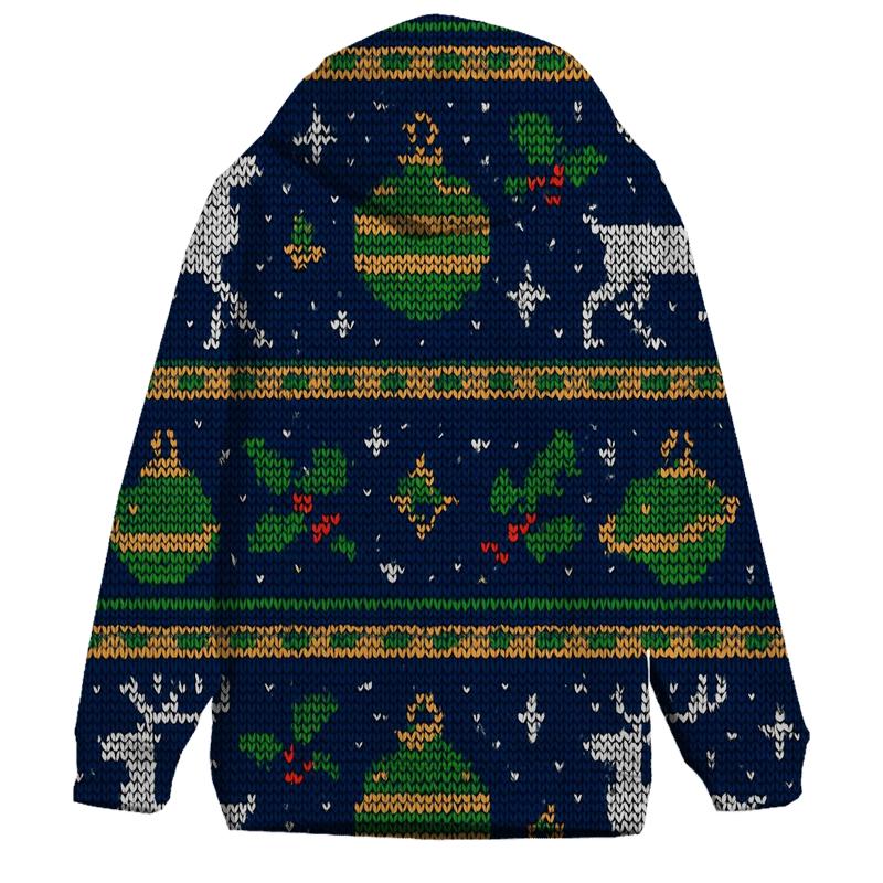 Reindeer Constellation Fair Isle Panel Design zip-up hoodies