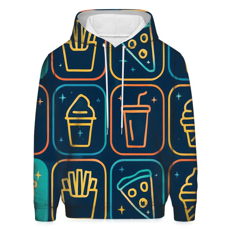 Mall Food Court Neon Menu Icons hoodie trends