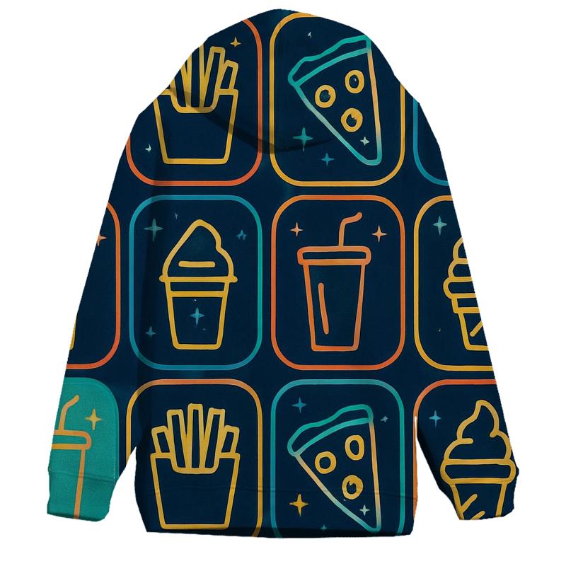Mall Food Court Neon Menu Icons hoodie trends