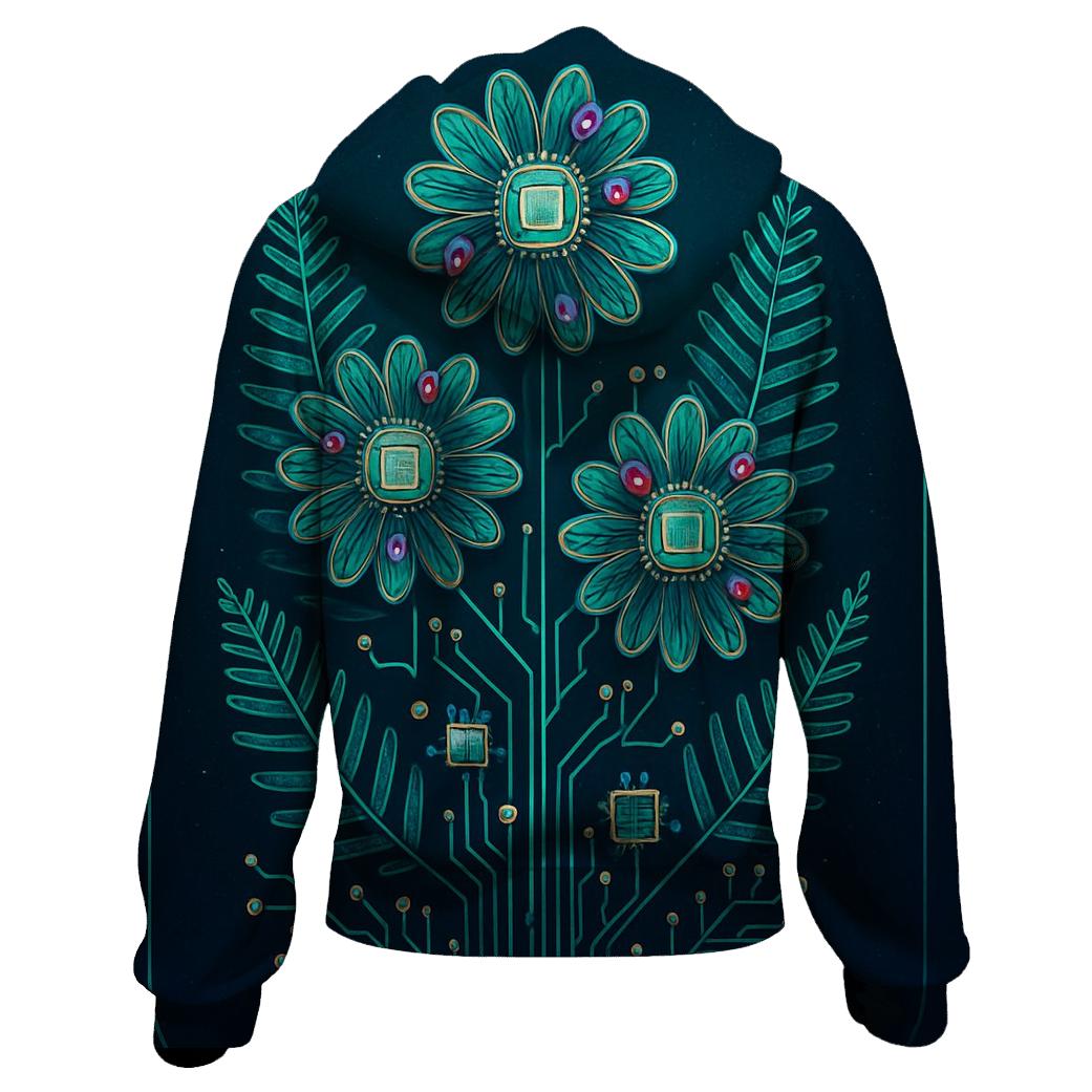Aurora Circuit Garden embroidered hoodies