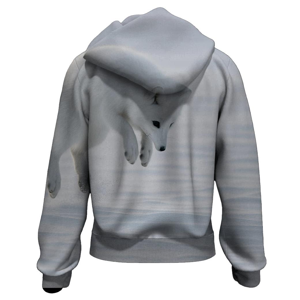 Tundra Pounce Arctic Fox embroidered hoodies
