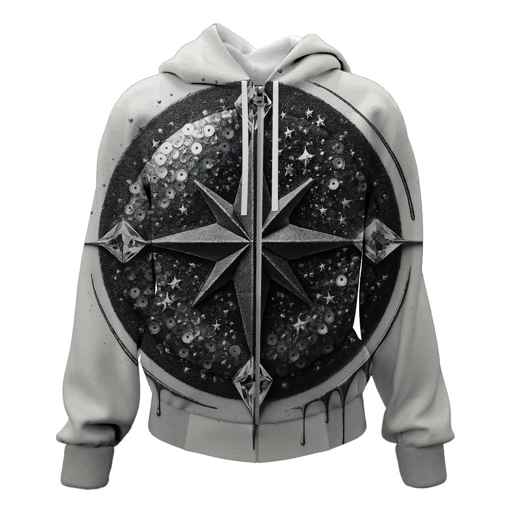 Celestial Sequin Compass heavyweight hoodies