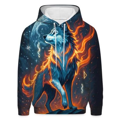 Frostfire Sentinel Wolf hoodies fashion