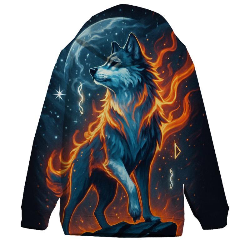 Frostfire Sentinel Wolf hoodies fashion