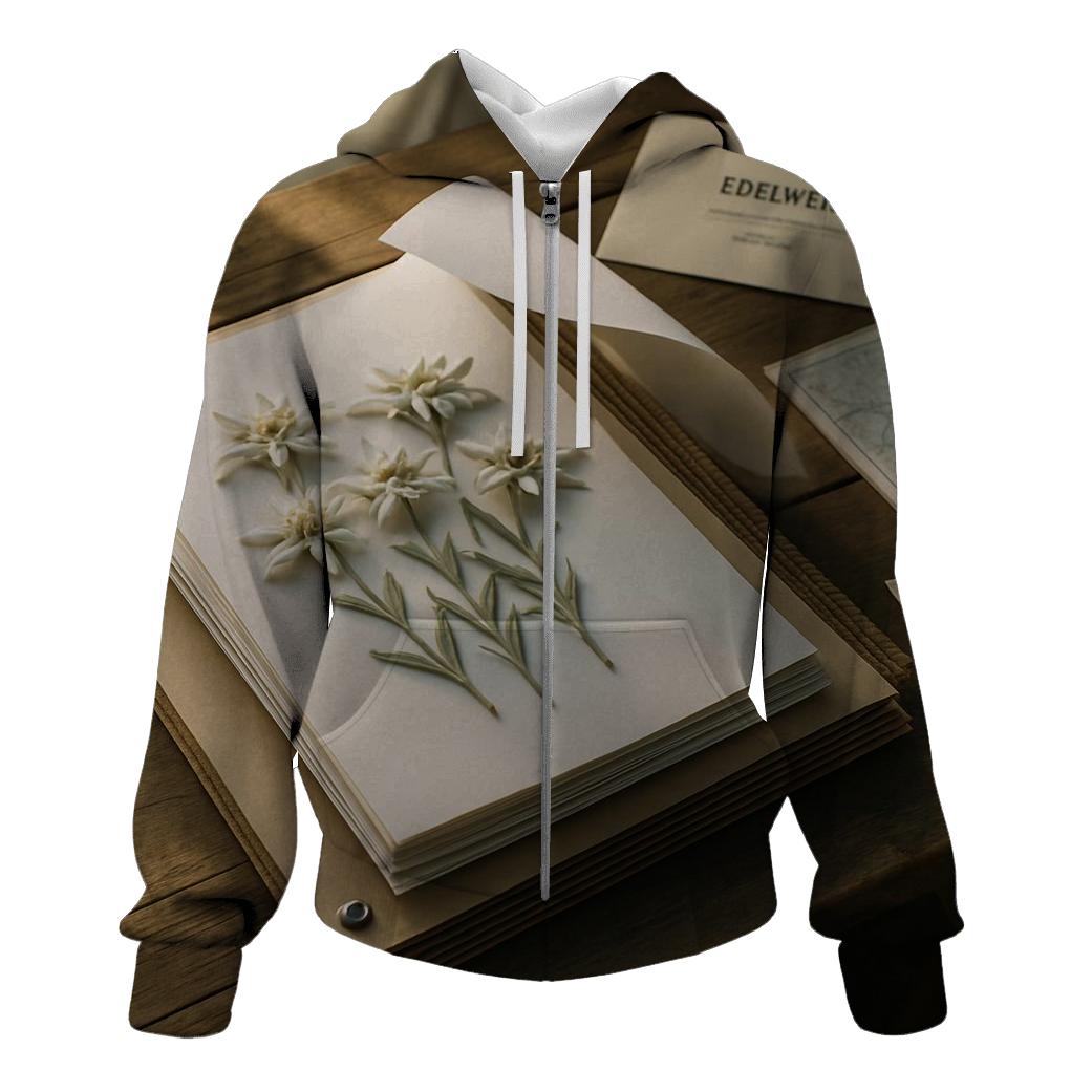 Botanical Herbarium Press With Alpine Edelweiss Specimens lightweight hoodies