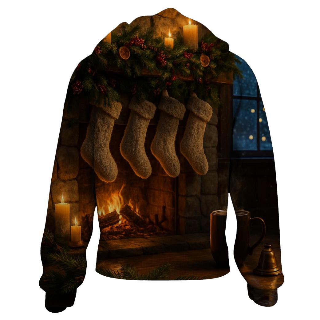 Candlelit Hearth And Evergreen Stockings lightweight hoodies