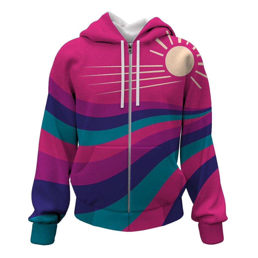 Roller Rink Neon Waves zip-up hoodies