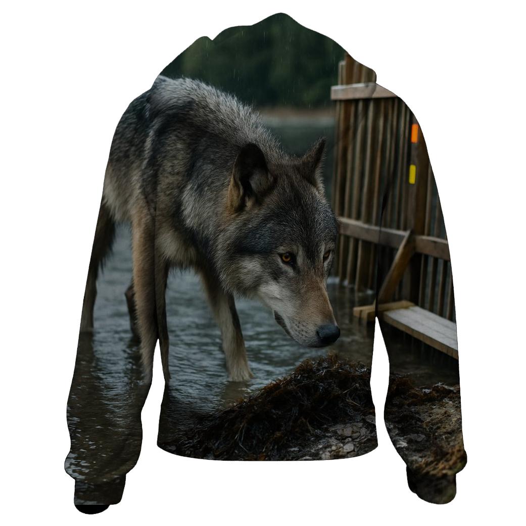 Coastal Wolf At Salmon Weir Study Site hoodies fashion
