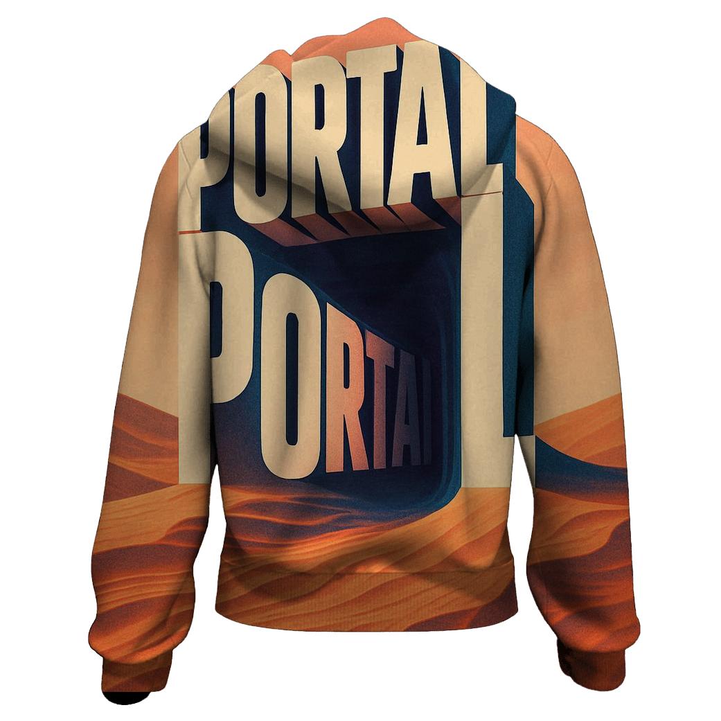 Desert Mirage Typography Portal custom hoodies