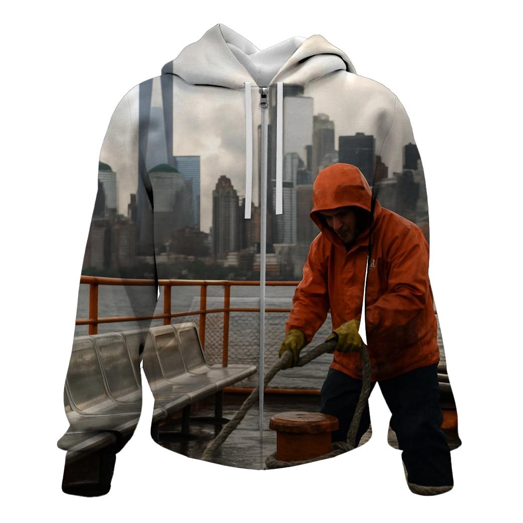 Downtown Manhattan After Rain From A Staten Island Ferry Deck embroidered hoodies